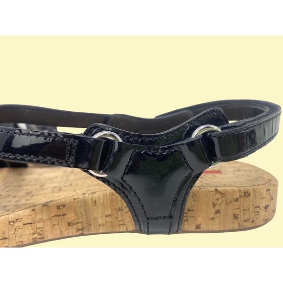 Prada Black Patent Leather Cork Sandals - Picture 9 of 9